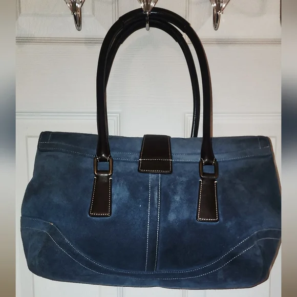 COACH VINTAGE SUEDE, BLUE SOHO-Hampton Satchel 9507 FREE SHIPPING - Picture 4 of 14